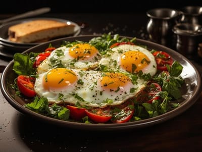 Вкусный и реальный завтрак за 10 минут: яичница с помидорами — классика, которую готовят дома