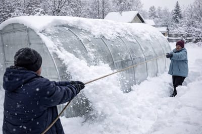 Как за пару минут почистить снег с теплицы? Этот способ вам точно понравится