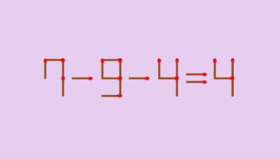 Вы гений, если решите эту головоломку со спичками: сделайте равенство 7–9–4=4 верным 