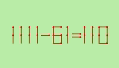 Головоломка для самых сообразительных: переставьте 1 спичку в уравнении 1111−61=110