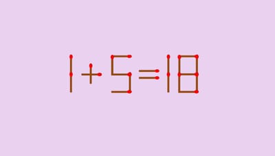 Головоломка: исправьте равенство 1+5=18, переставив всего 1 спичку