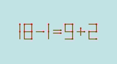 Головоломка со спичками: 18−1=9+2. Решите, переложив всего 1 спичку