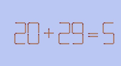 Головоломка на логику: переставьте 1 спичку в уравнении 20+29=5 