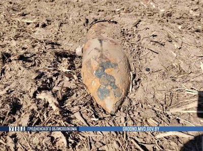 Опасный боеприпас обнаружили на поле под Гродно