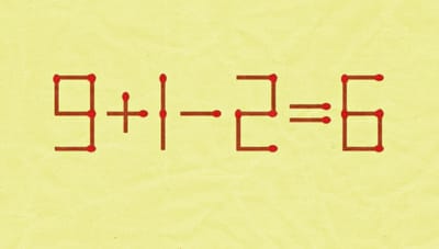 Эта головоломка только кажется простой: переставьте 1 спичку в 9+1–2=6 за 13 секунд