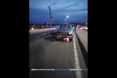 В Гродно мотоциклист вылетел на встречную полосу и врезался в легковушку
