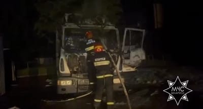 В Гродно ночью горела фура
