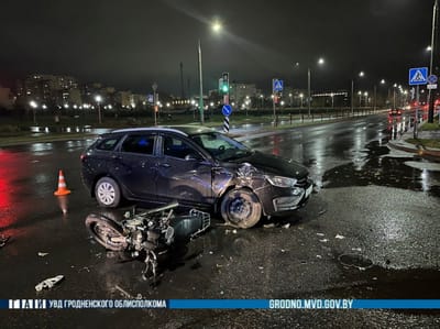 В Гродно водитель «Лады» не уступил дорогу мотоциклисту — 18-летний парень находится в больнице
