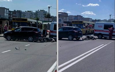 На улице Брестской в Слониме столкнулись «Ford» и мотоцикл