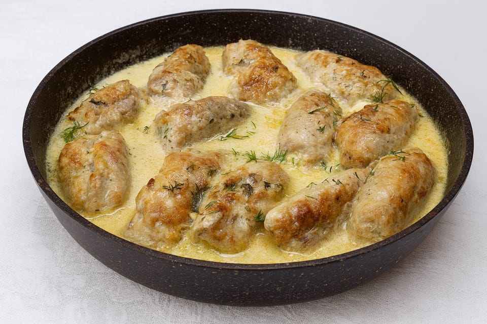 Сытное мясное блюдо на Новый год: нежные рулетики под сливочным соусом