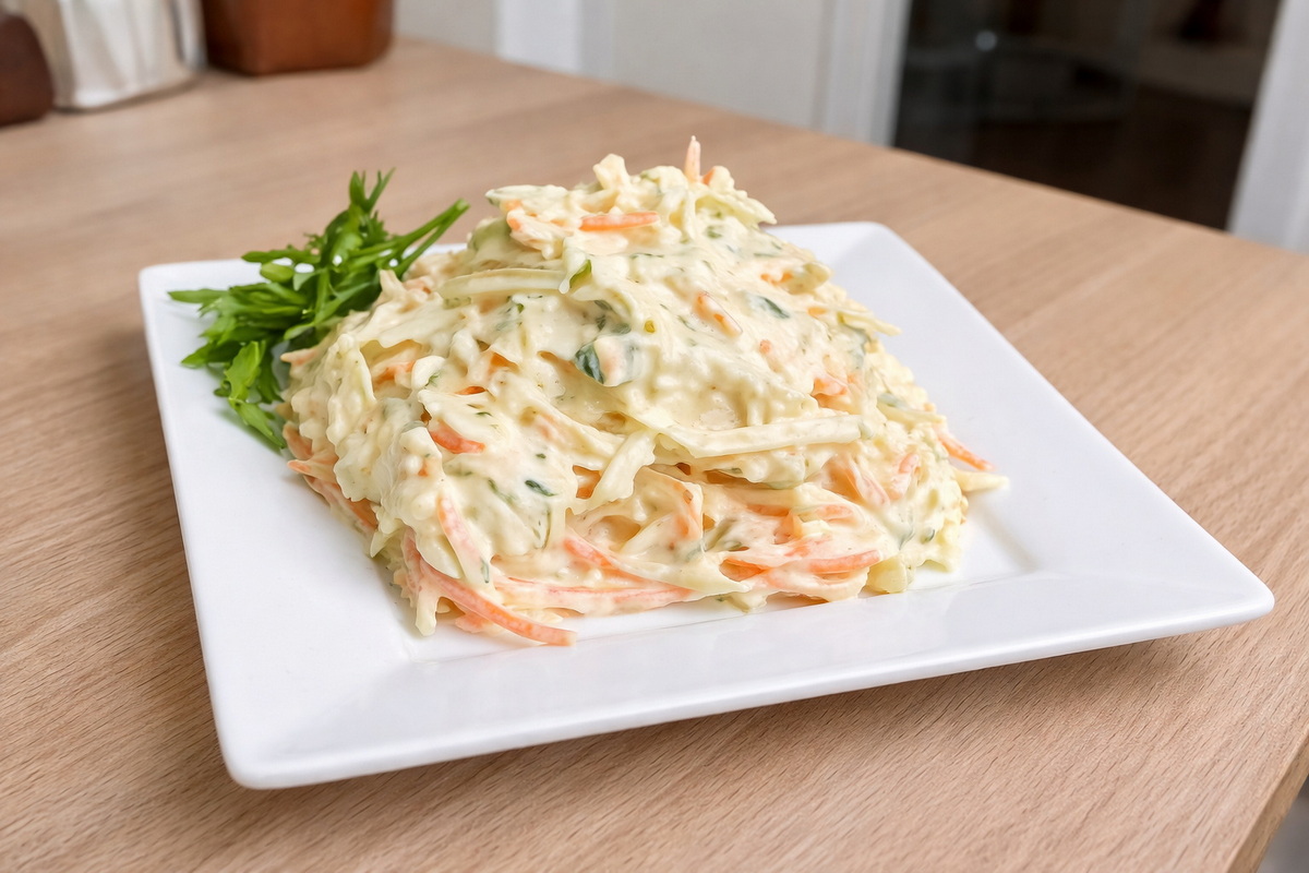 Простой капустный салат, который получается особенно вкусным с изумительной заправкой