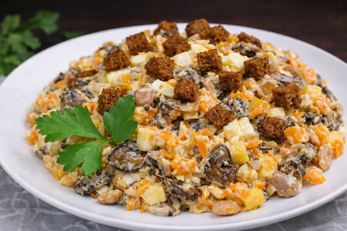 Праздничный салат к 8 Марта из доступных ингредиентов