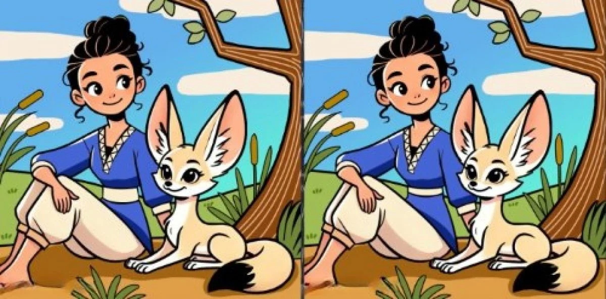 Найдите 3 отличия на картинке с девочкой и лисой. Тест покажет, насколько вы внимательны к деталям