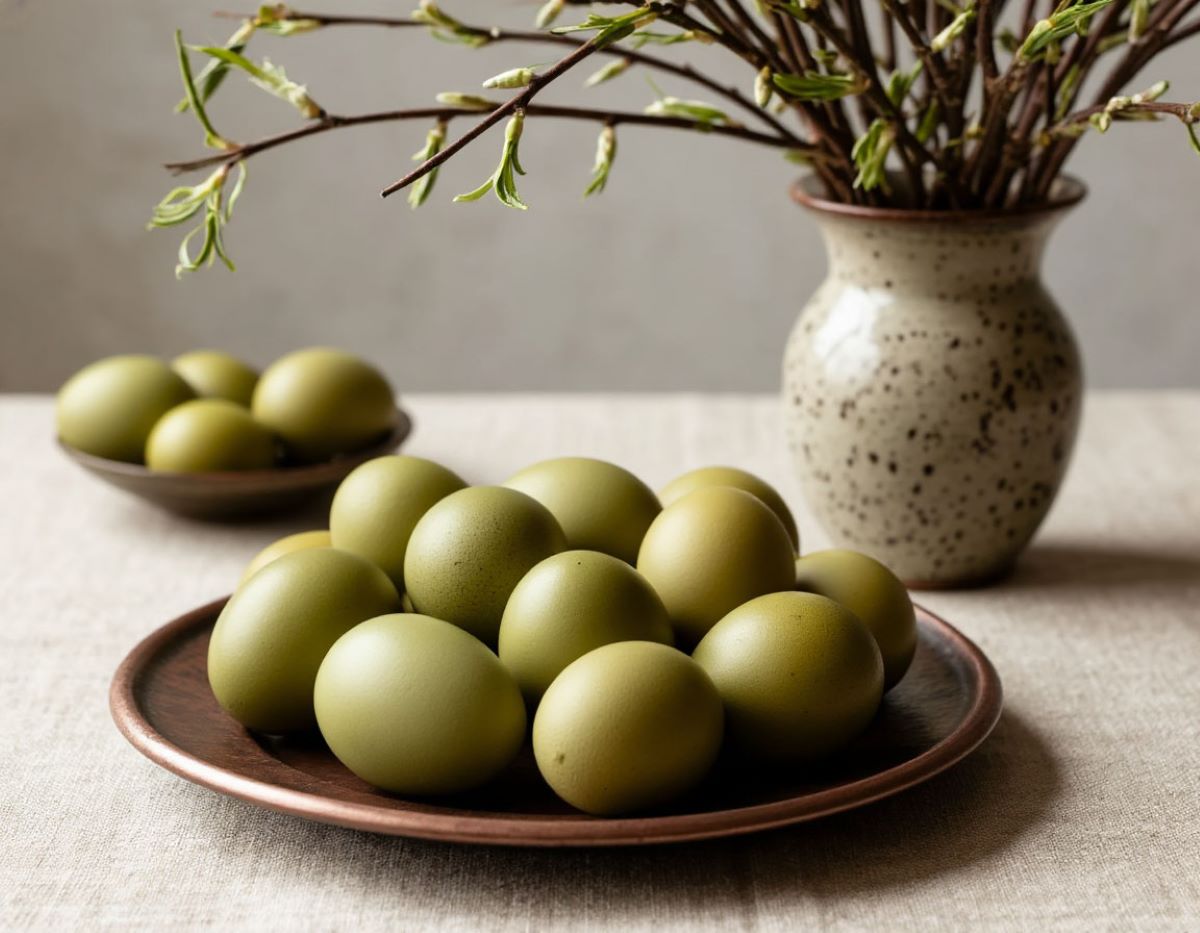 Как покрасить яйца на Пасху в благородный оливковый цвет без химии