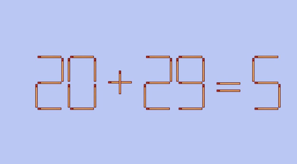 Головоломка на логику: переставьте 1 спичку в уравнении 20+29=5 