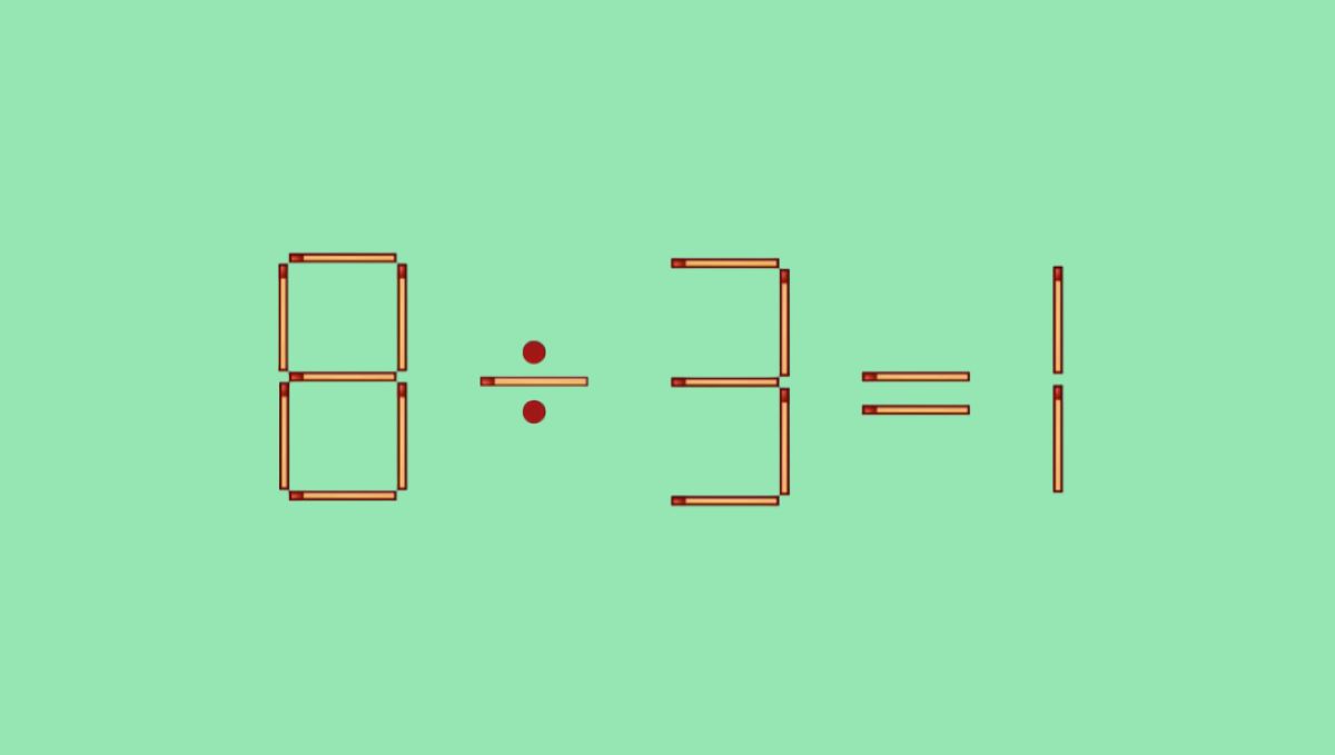 Головоломка со спичками: как исправить равенство 8:3=1, переложив всего одну палочку