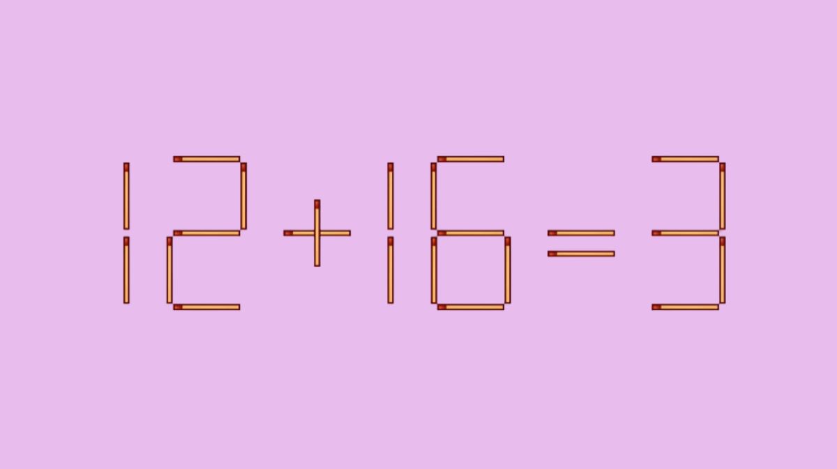 Проверьте свою логику: переставьте 1 спичку в 12+16=3, чтобы уравнение стало верным