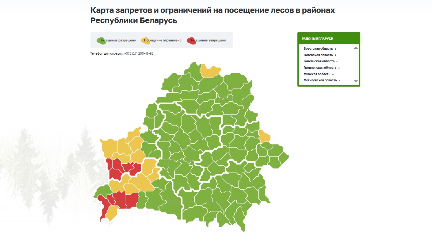 карта запретов на посещение лесов