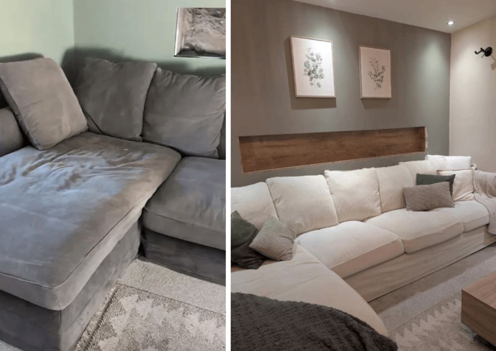 Было – стало: чтобы преобразить старый диван, хозяйка отбелила его