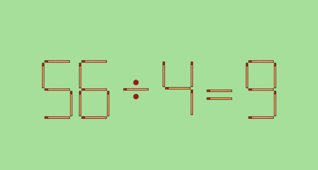 Головоломка на проверку внимательности: переставьте 1 спичку в 56:4=9