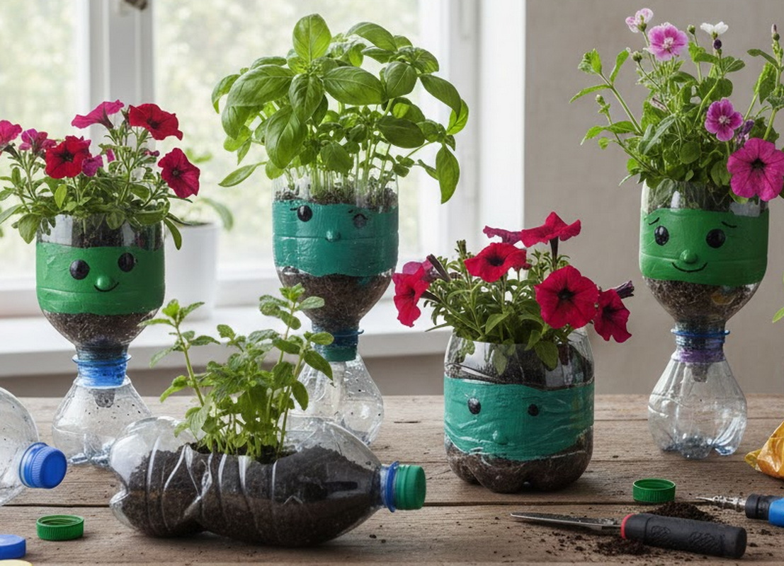 Горшки для растений из пластиковых бутылок: простая инструкция