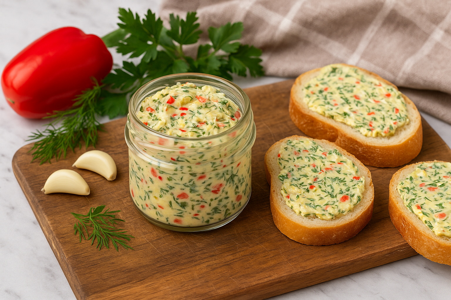 Намазка, которая уходит первой: вкусное масло с перцем и зеленью за 5 минут