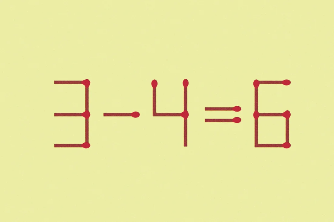 Проверьте свою смекалку: переставьте всего 1 спичку в 3–4=6 за 12 секунд