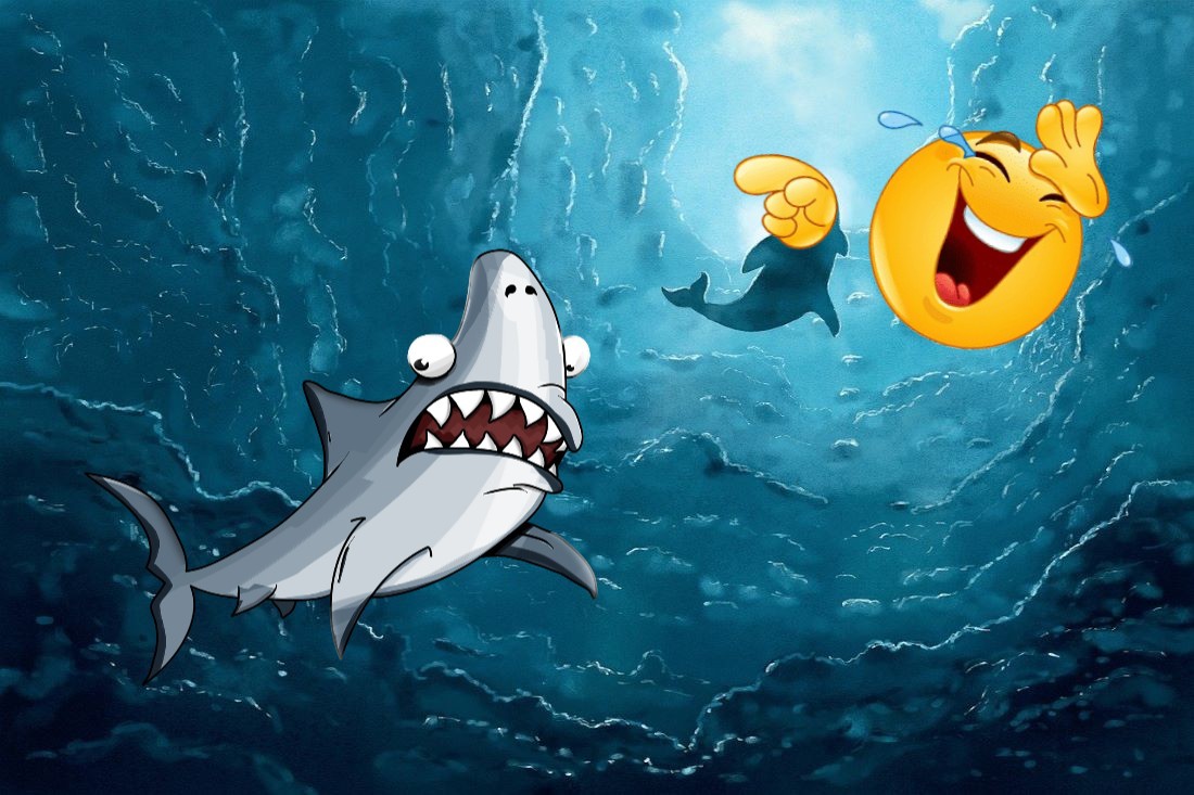 Шутка дня. Встречаются две акулы