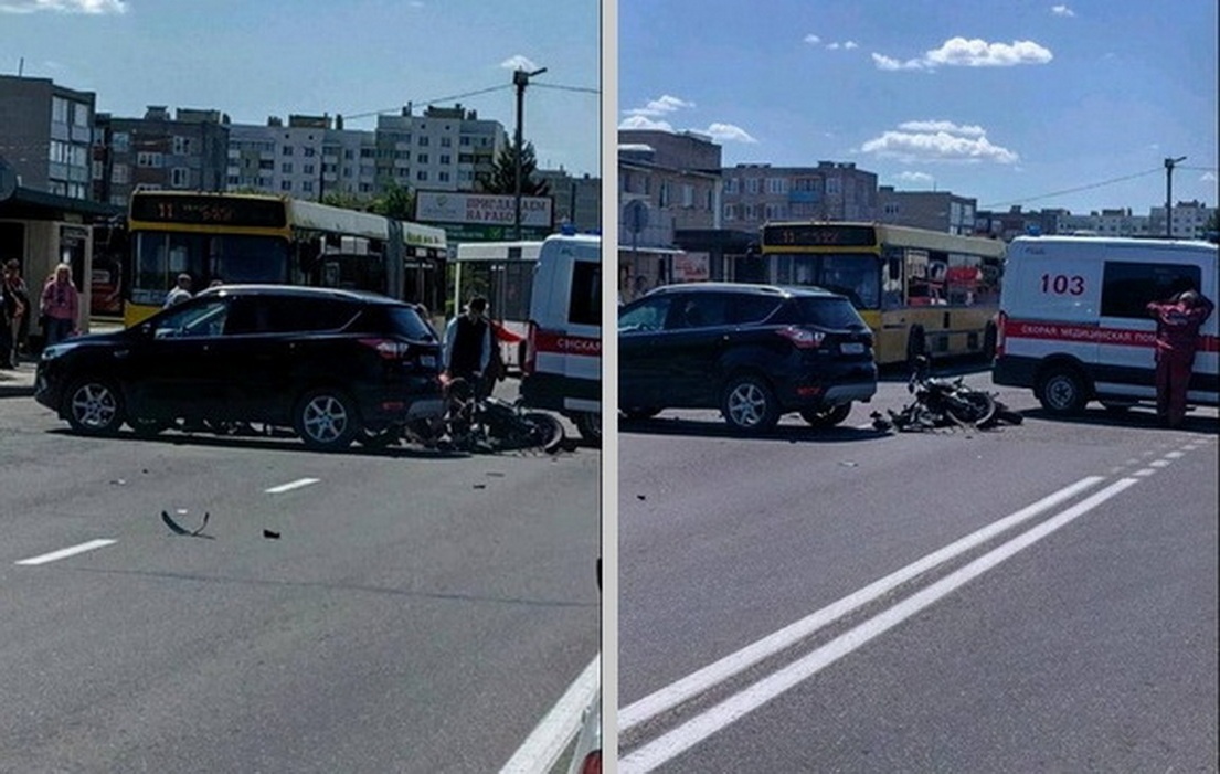 На улице Брестской в Слониме столкнулись «Ford» и мотоцикл