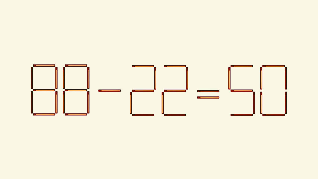 Вы гений? Тогда передвиньте 1 спичку за 14 секунд – и получите правильный ответ