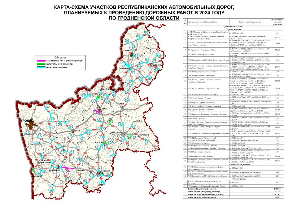 Какие дороги отремонтируют в Слонимском районе в этом году